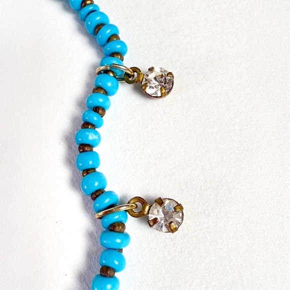 Anthropologie Beaded Bracelet β Light Blue & Yellow Tassels & Rhinestones β¨ππ - Picture 3 of 5